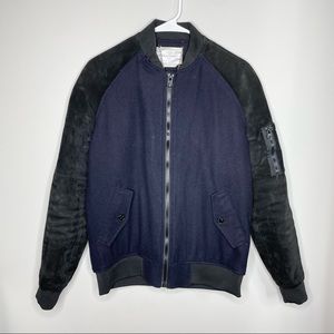 Mens Your Neighbor Wool/Suede Bomber Jacket Like New